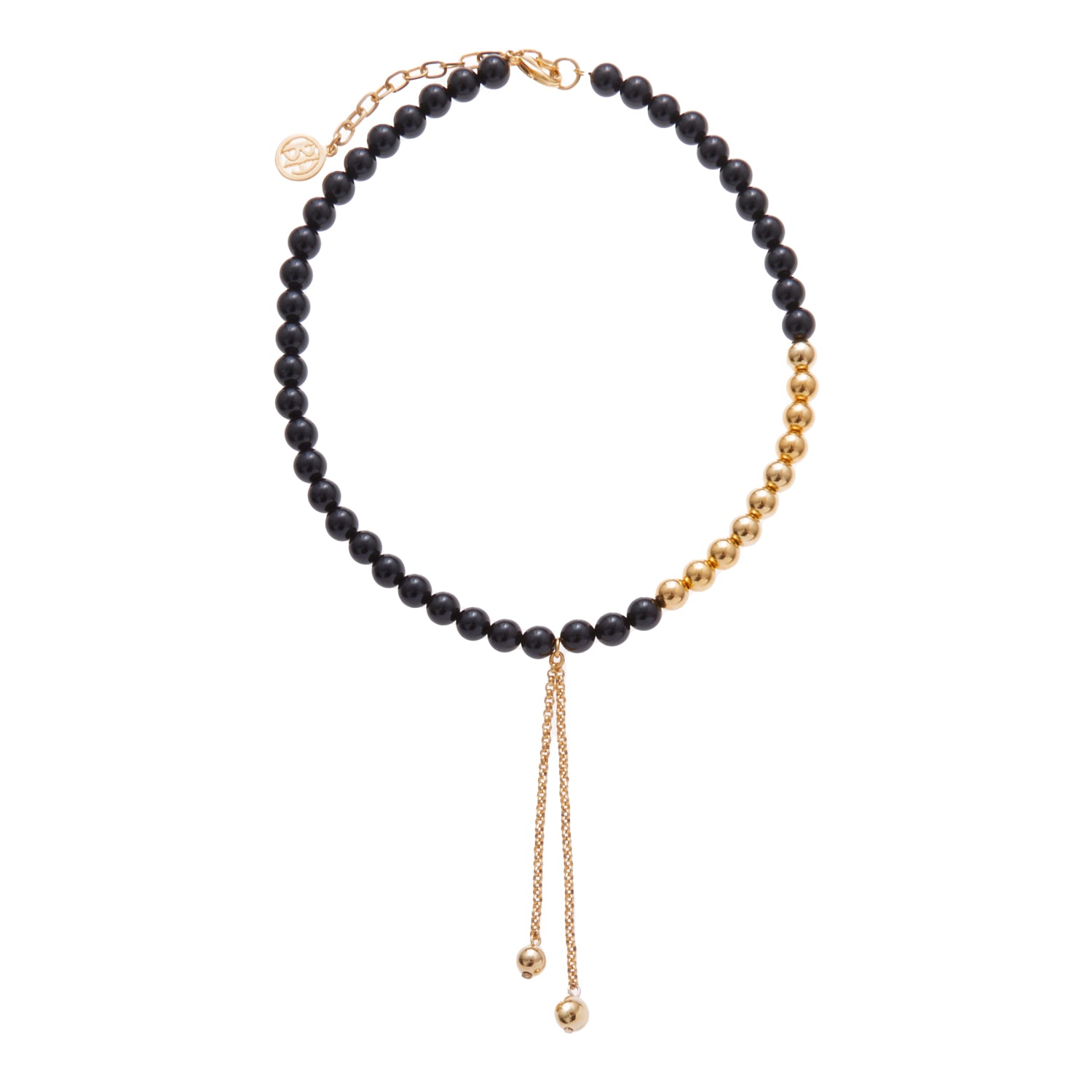 Black and Tan Beaded Gold Necklace