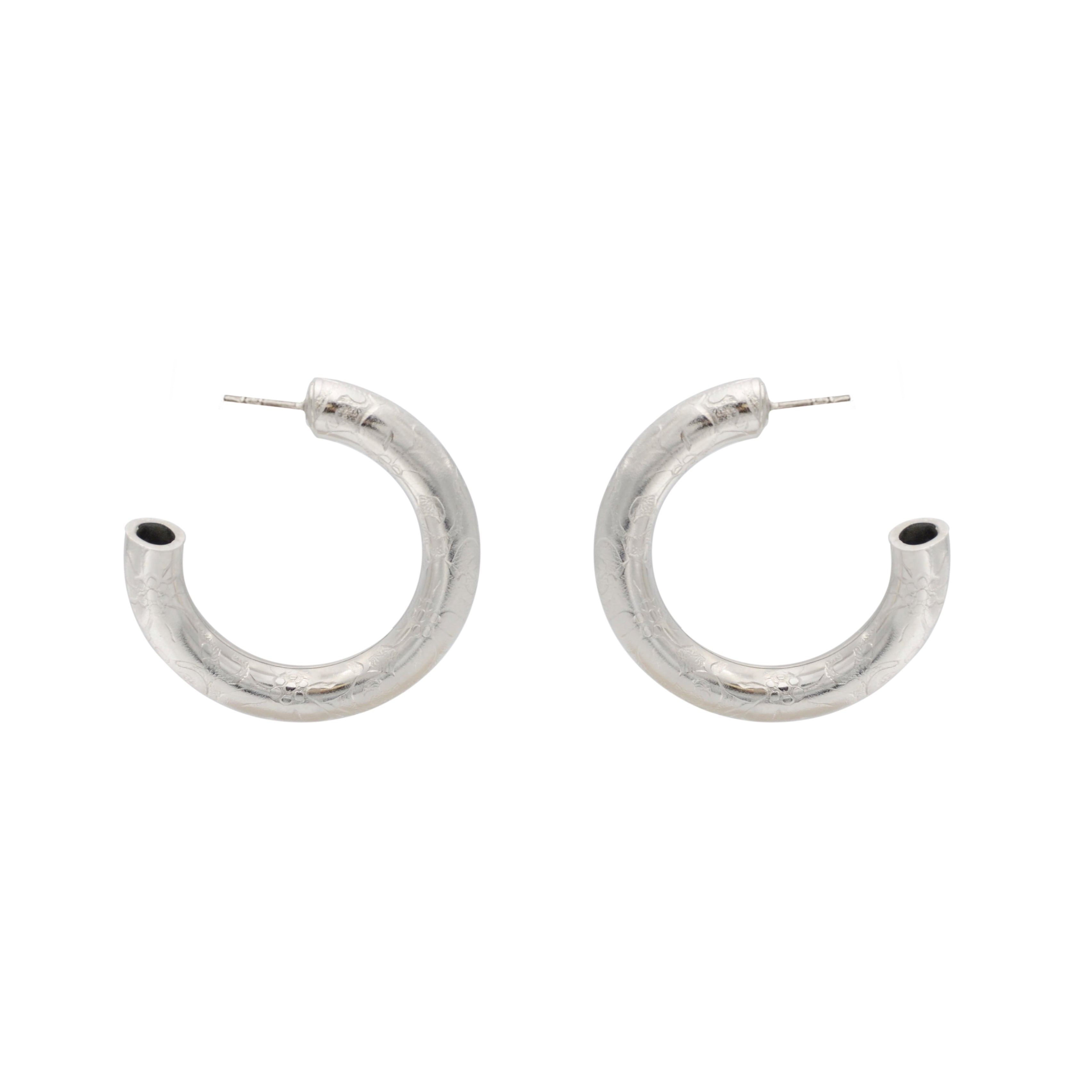 Medium Chunky Hoop Earrings in Silver