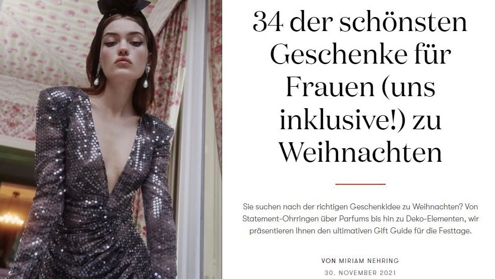 Header of Vogue Germany online gift guide featuring Ben-Amun necklace