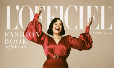 Alex Borstein in Ben-Amun pearl and crystal drop-down earrings for L'Officiel cover
