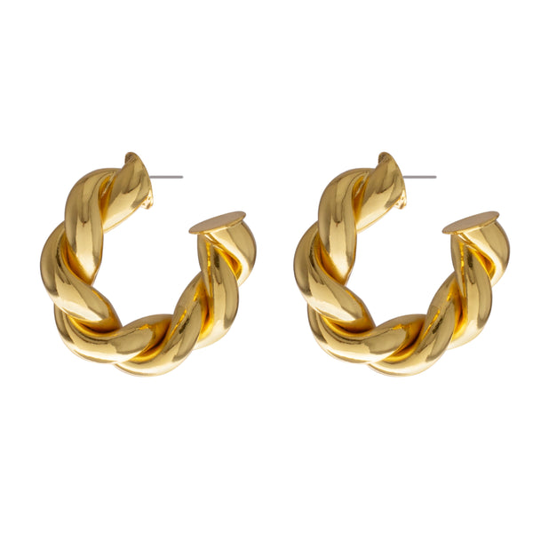 Perla gold twisted hoop earrings | Ben-Amun Jewelry