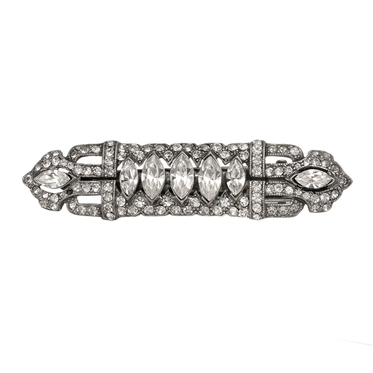 ヘアアクセサリー Riu MALHIA KENT Rubans Barrette Mallory Silver Crystal Hair Barrette for Women | Ben-Amun Jewelry
