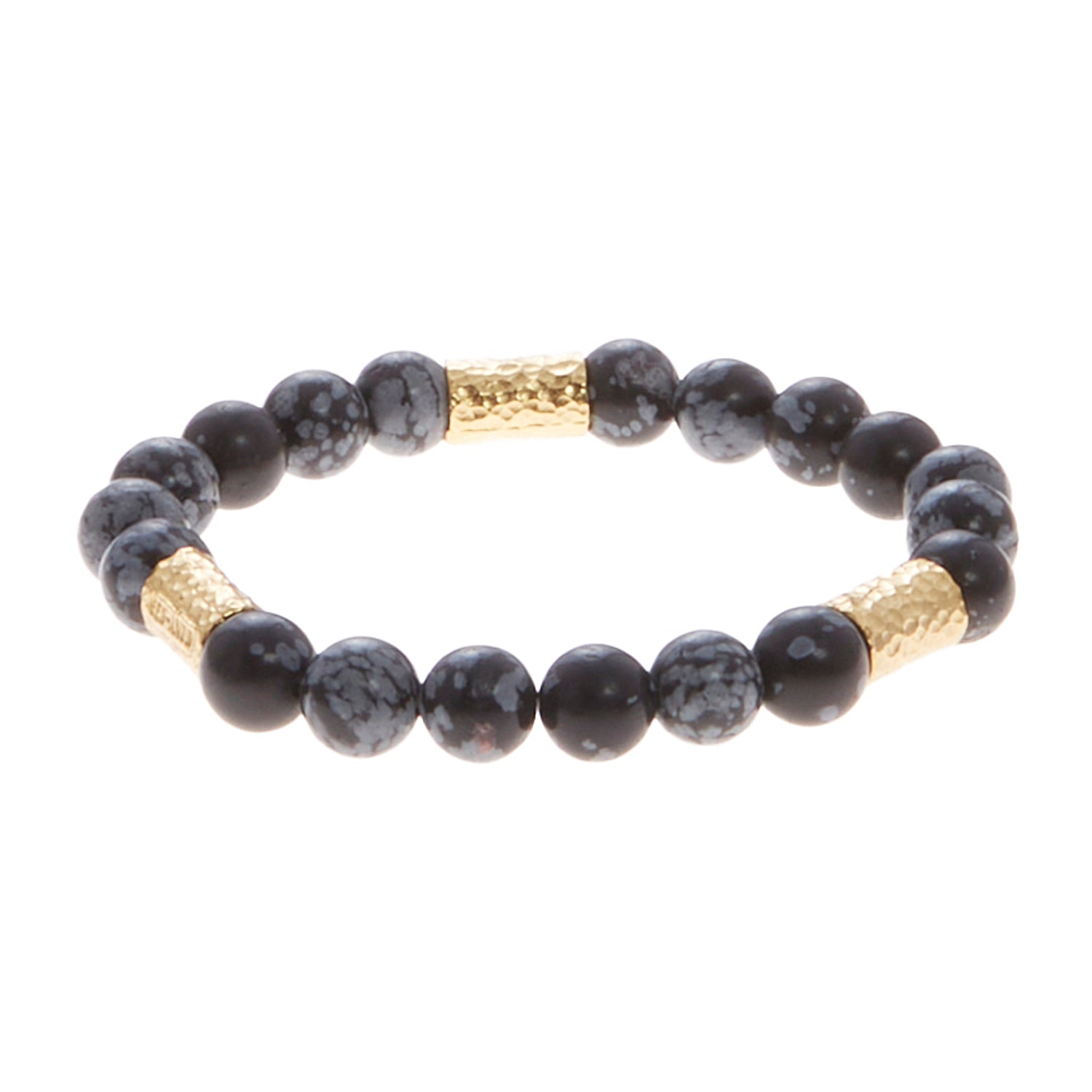 black marble stone bracelet with gold beads