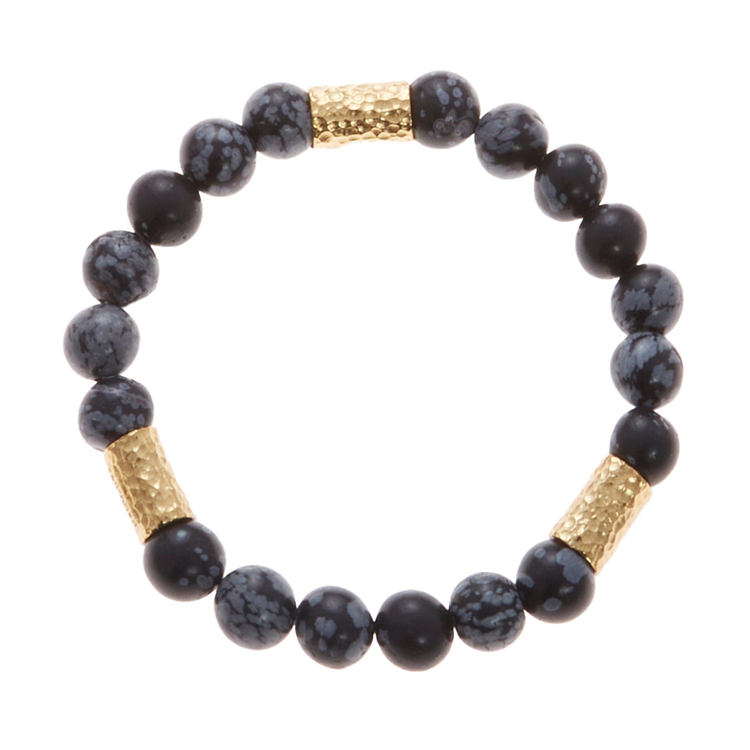 black marble stone bracelet with gold beads