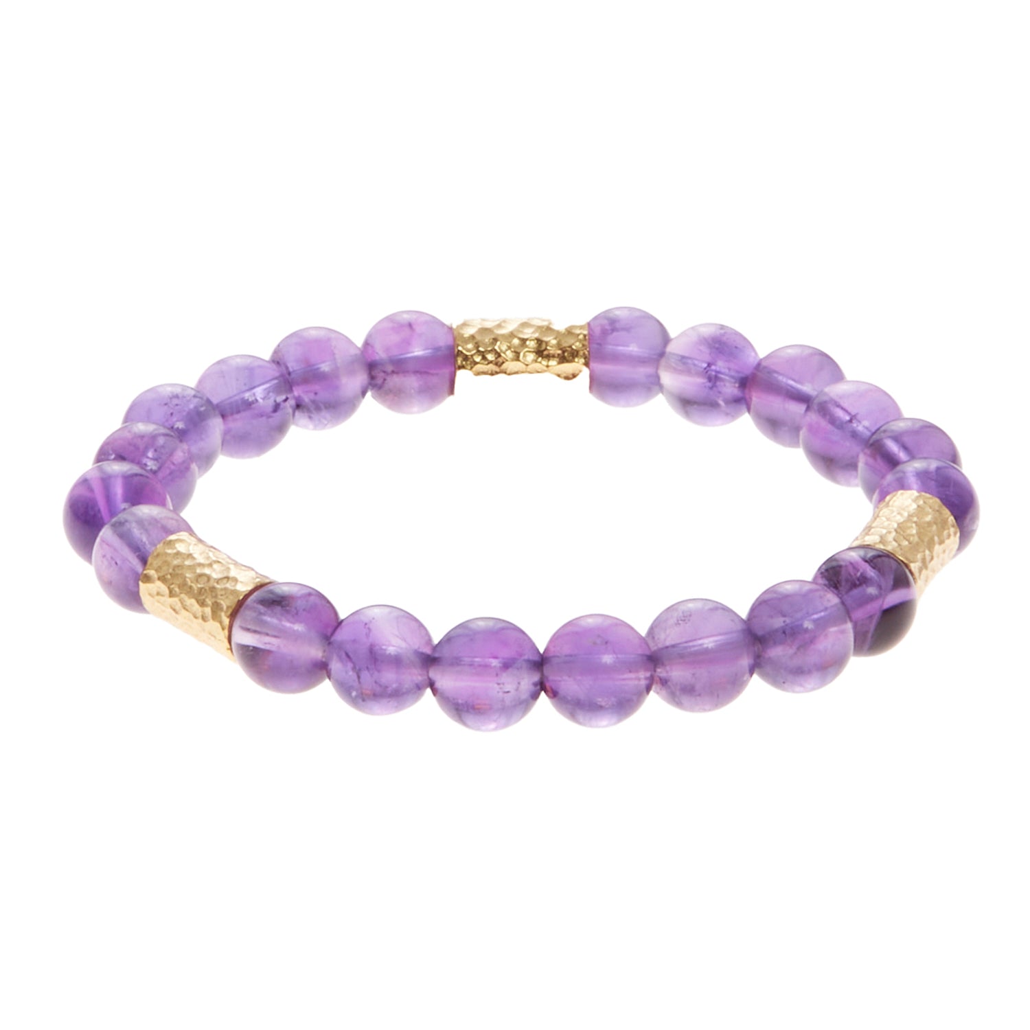 light purple stone bracelet with gold beads