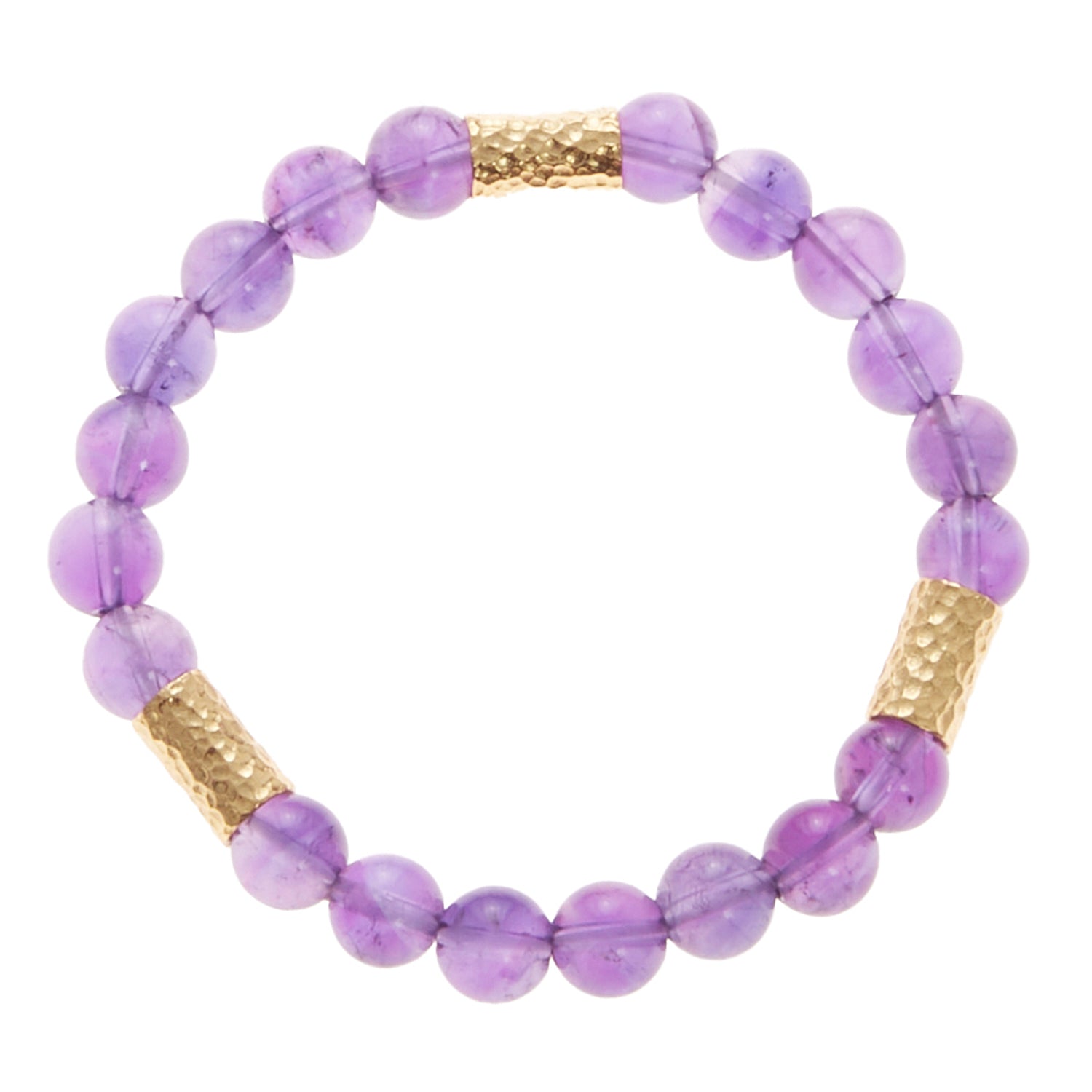 light purple stone bracelet with gold beads