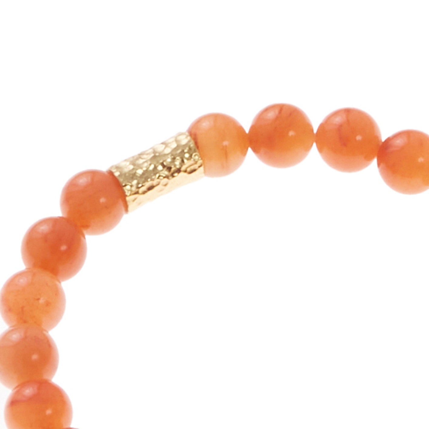 orange stone bracelet with gold beads