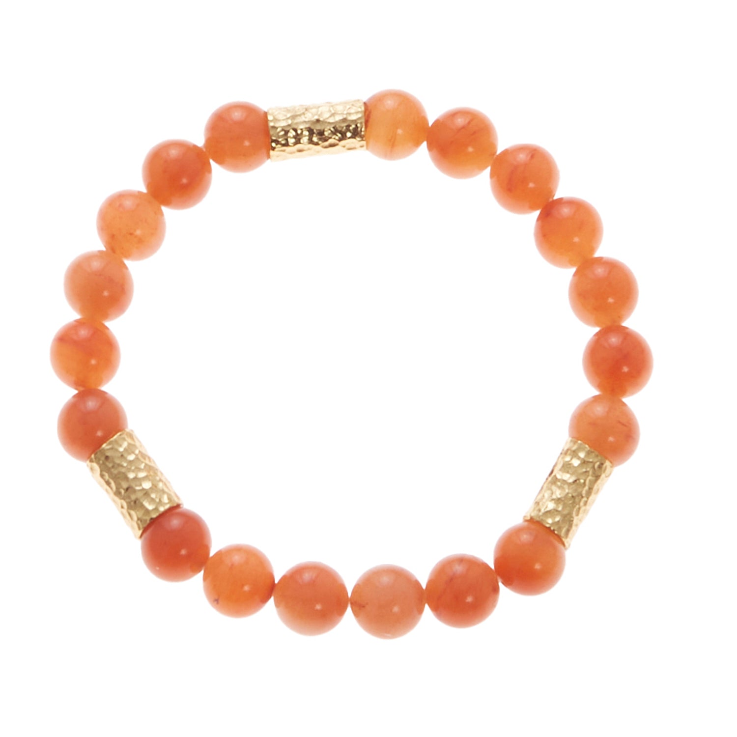 orange stone bracelet with gold beads