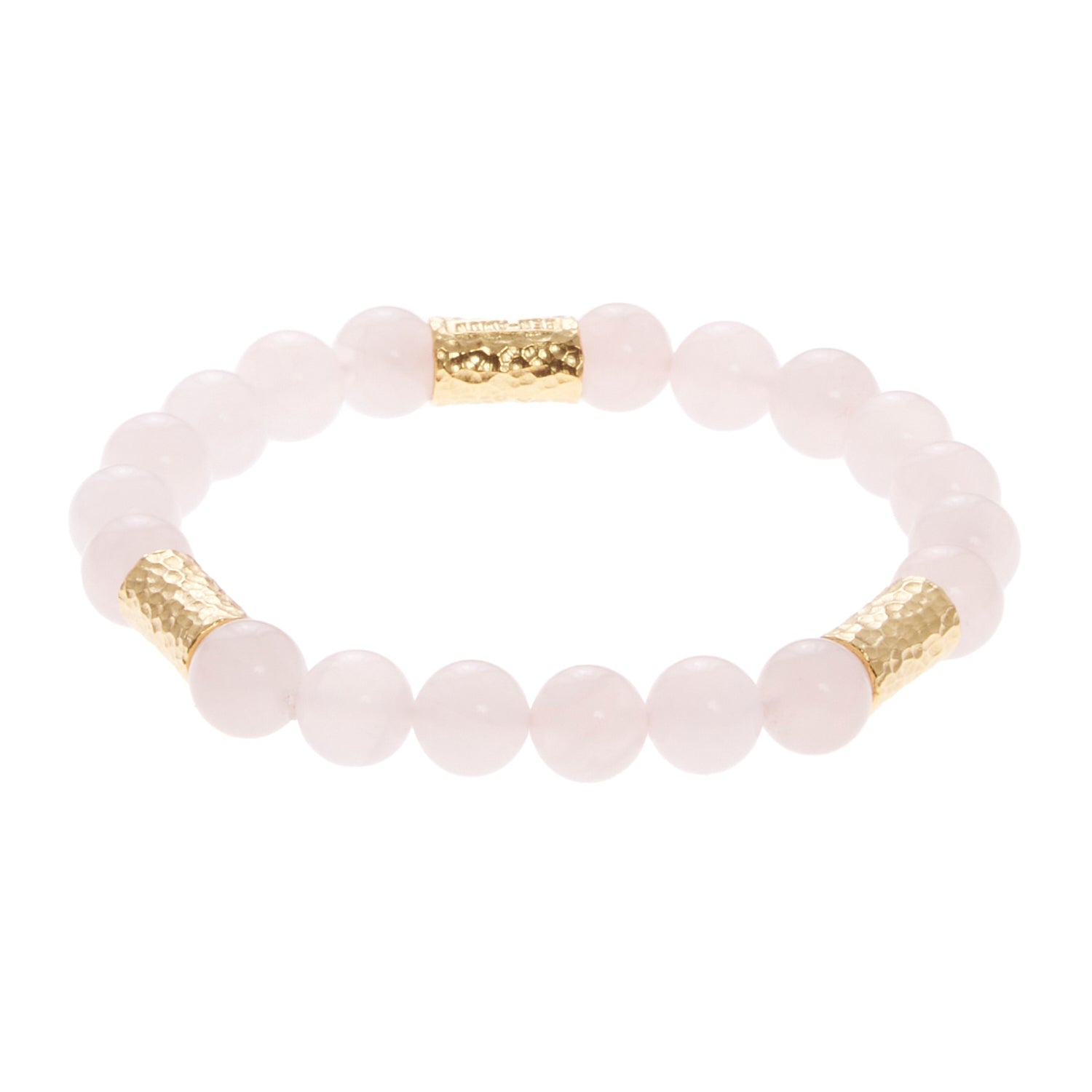 pastel pink stone bracelet with gold beads