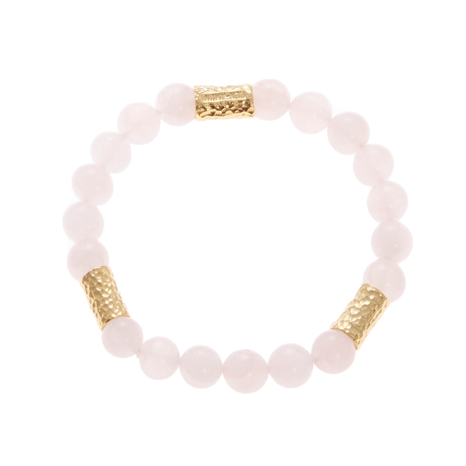 pastel pink stone bracelet with gold beads