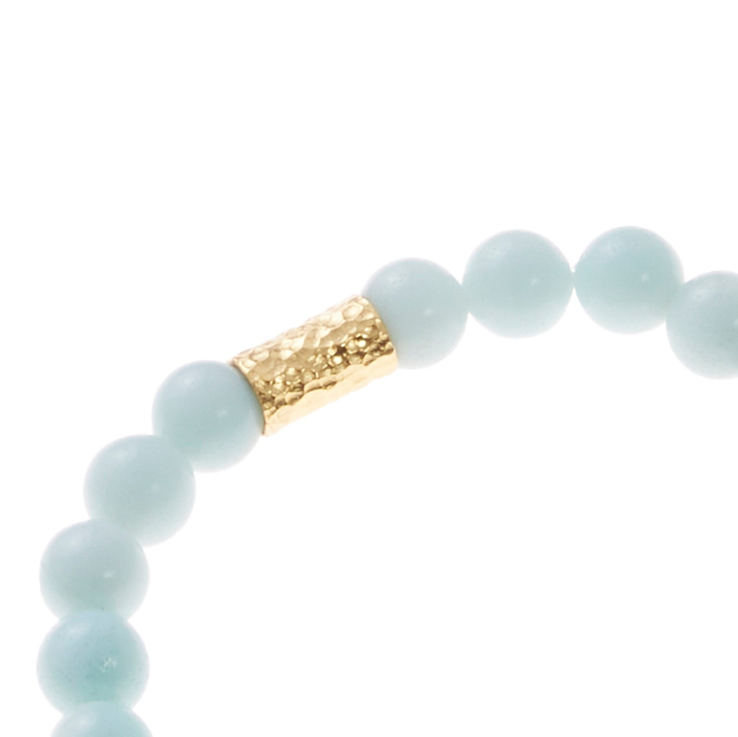 sky blue stone bracelet with gold beads