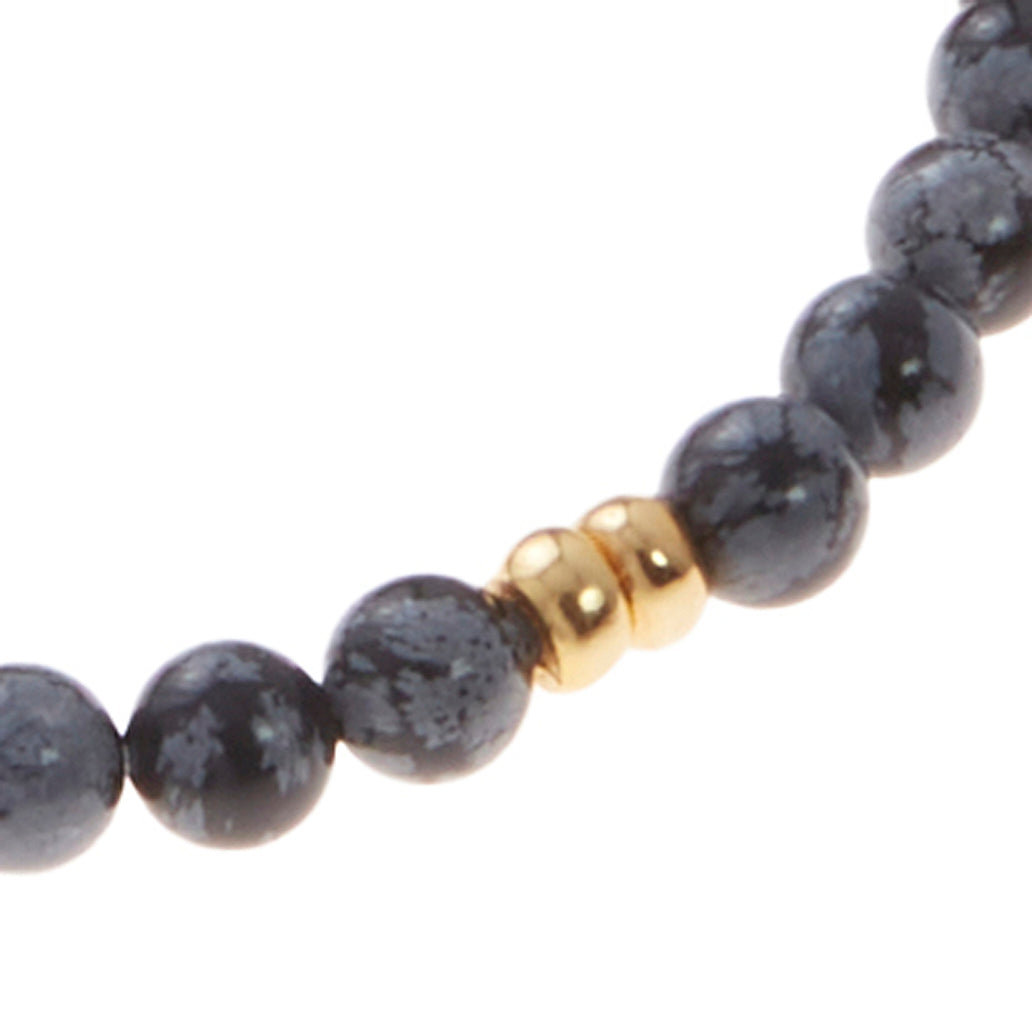 black marble stone bracelet with gold beads