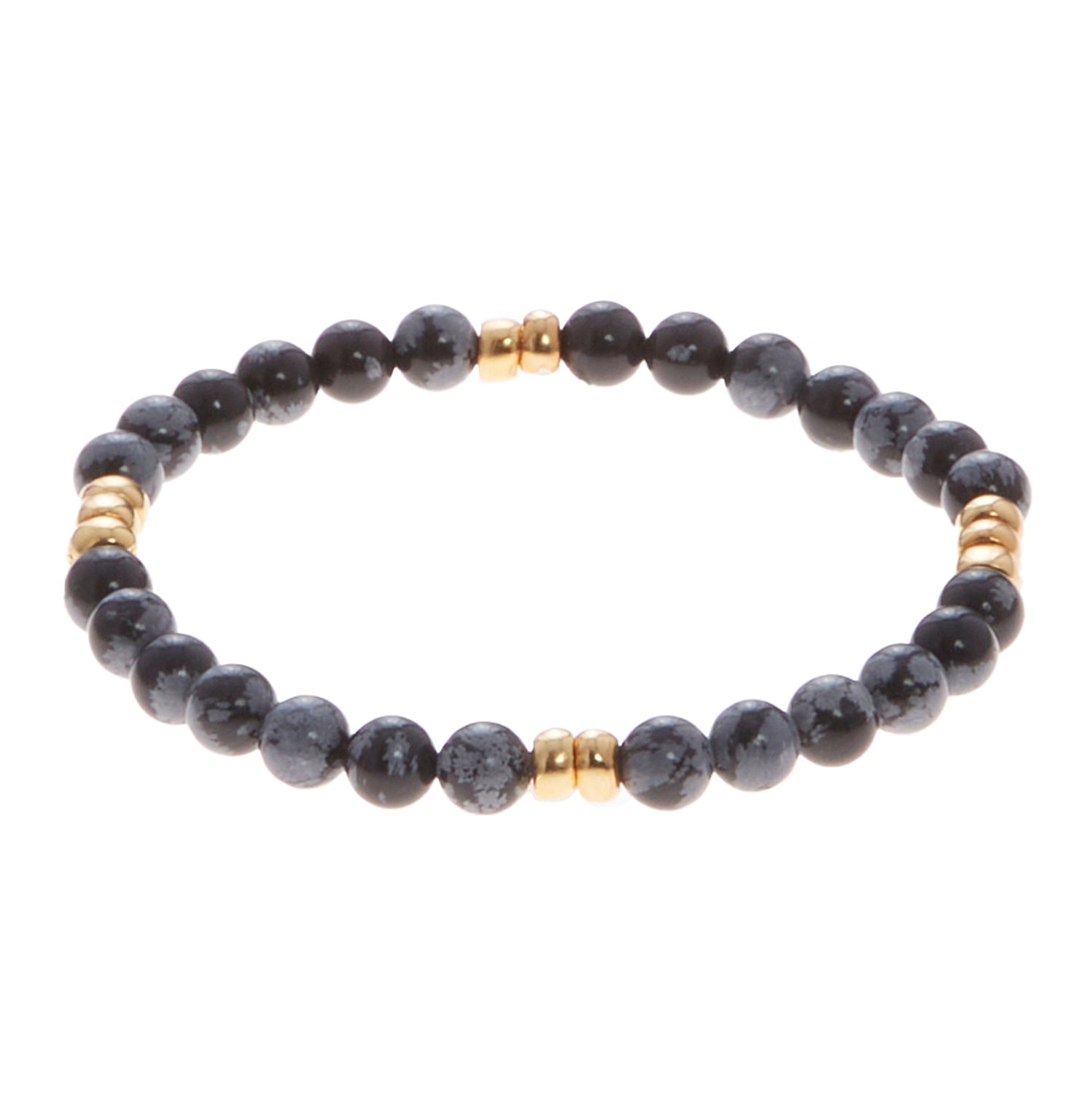 black marble stone bracelet with gold beads