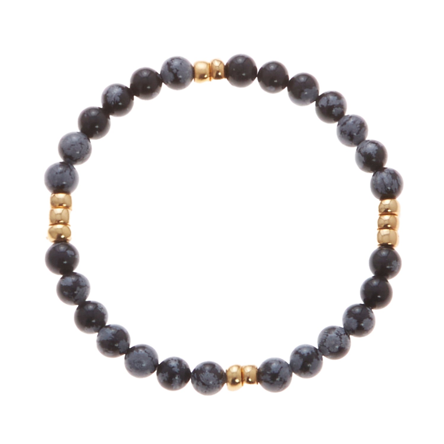 black marble stone bracelet with gold beads