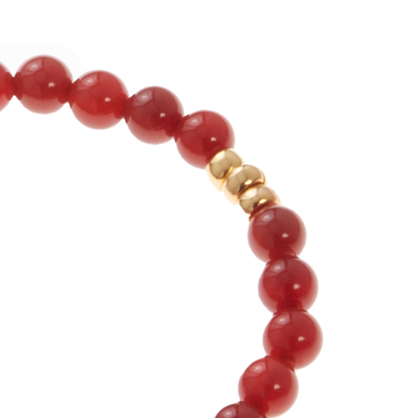 cherry red stone bracelet with gold beads