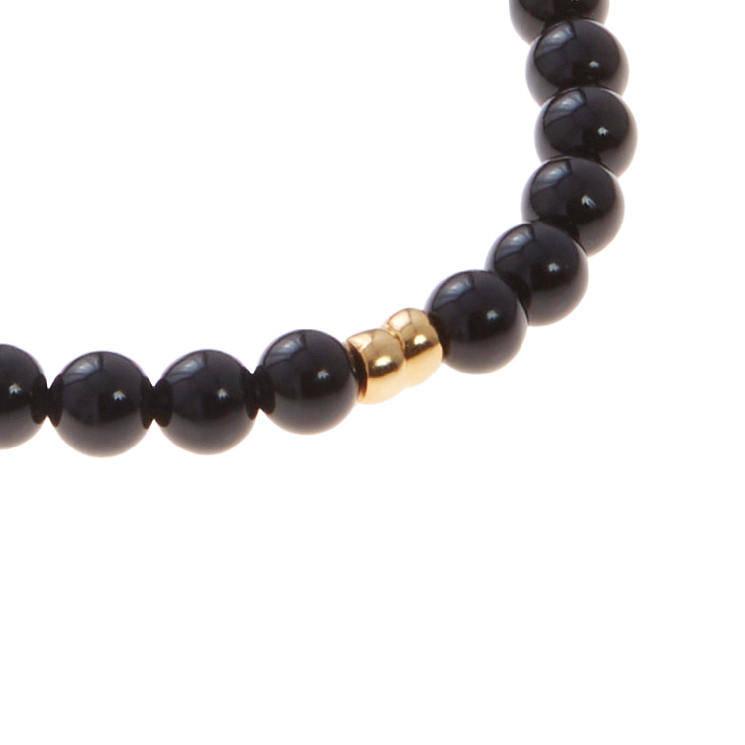 black stone bracelet with gold beads