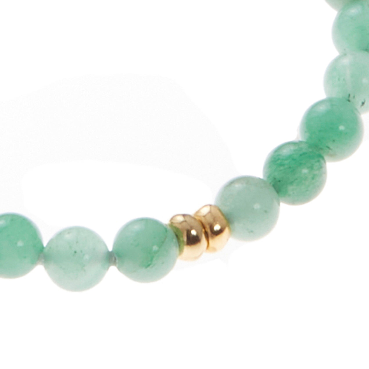 mint green stone bracelet with gold beads