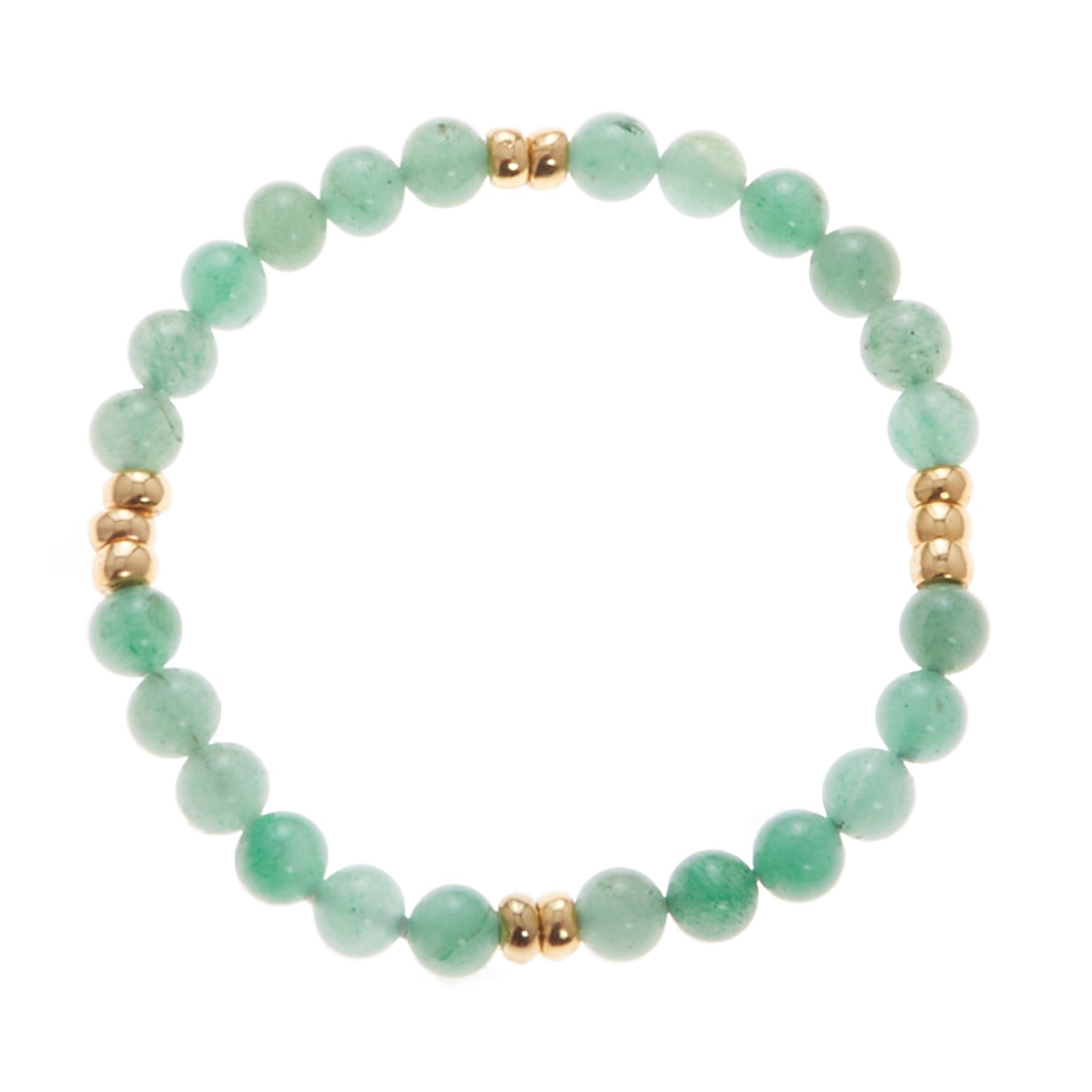 mint green stone bracelet with gold beads