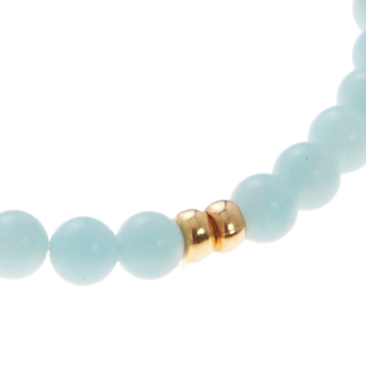 sky blue stone bracelet with gold beads