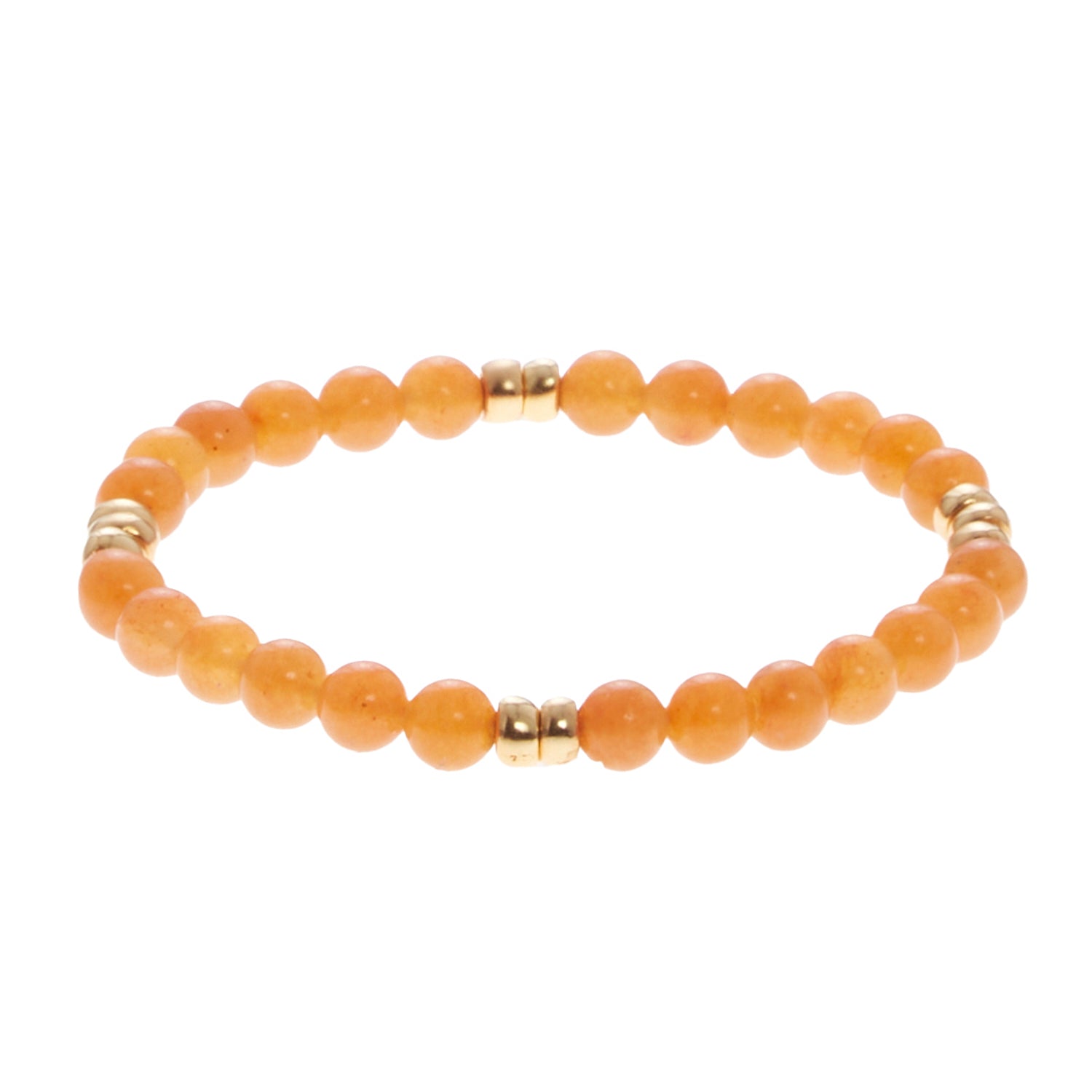 tangerine orange stone bracelet with gold beads