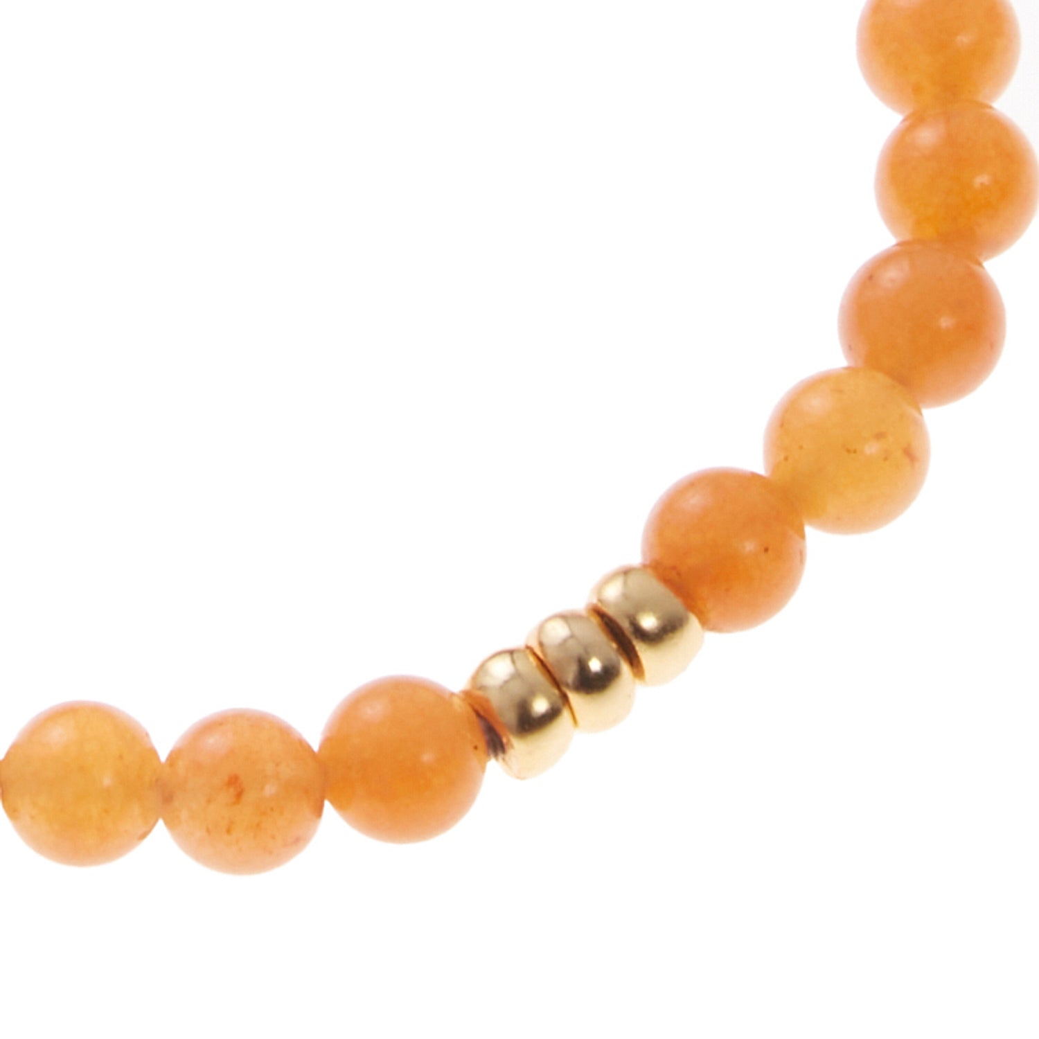 tangerine orange stone bracelet with gold beads