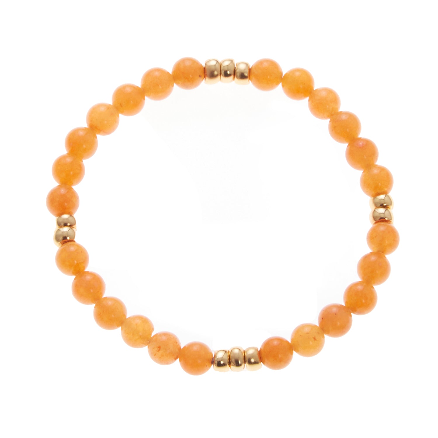 tangerine orange stone bracelet with gold beads