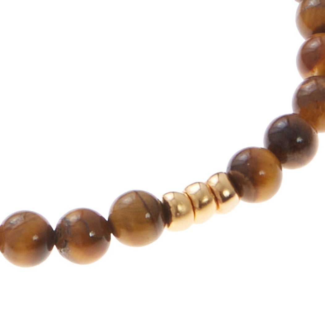 walnut brown stone bracelet with gold beads