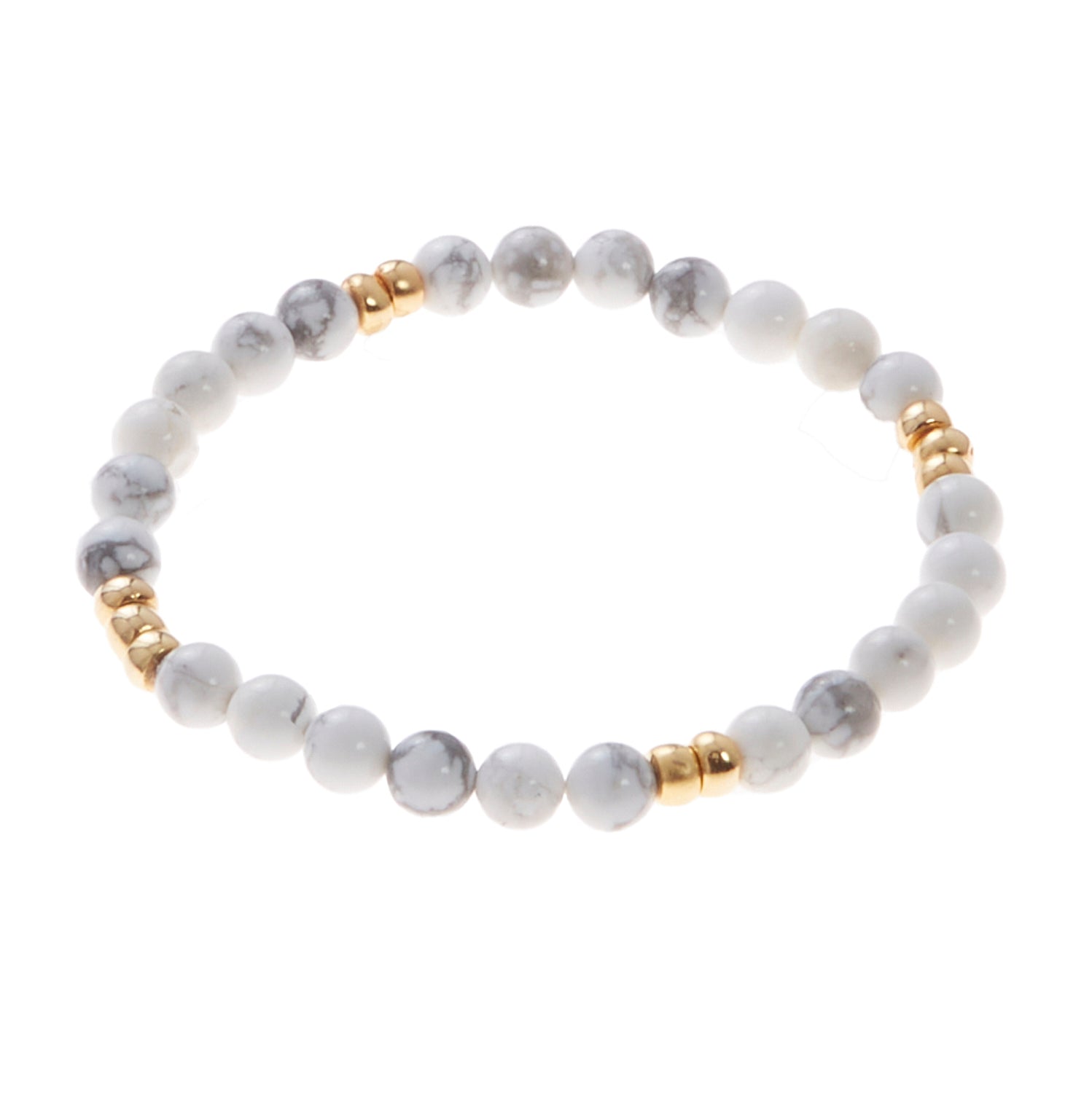white marble stone bracelet with gold beads