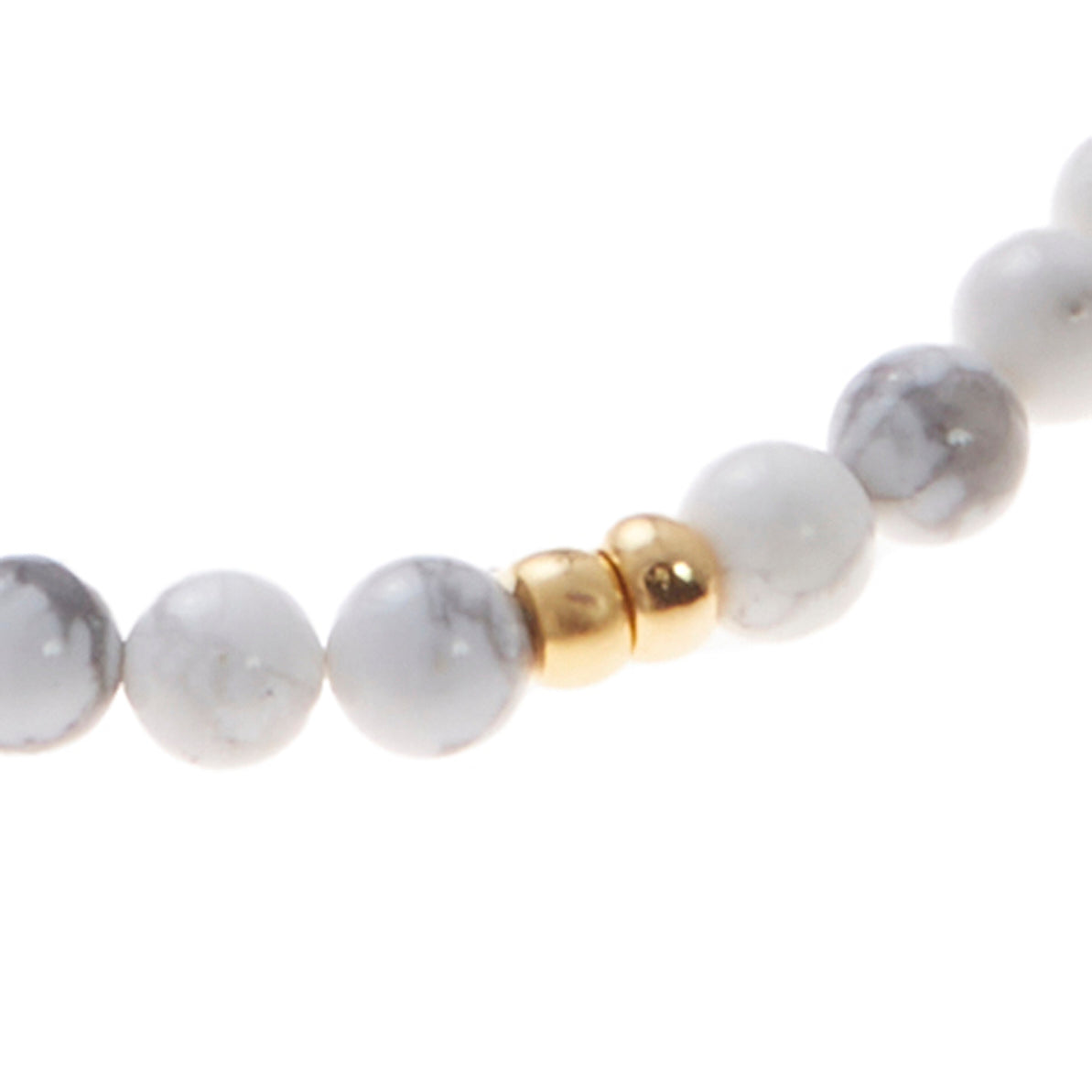 white marble stone bracelet with gold beads
