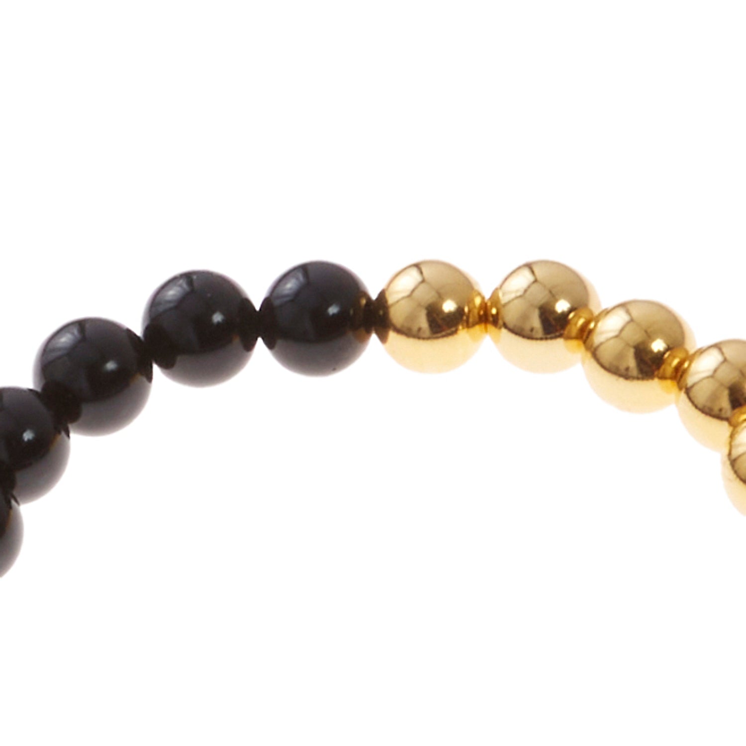 black stone bracelet with gold beads