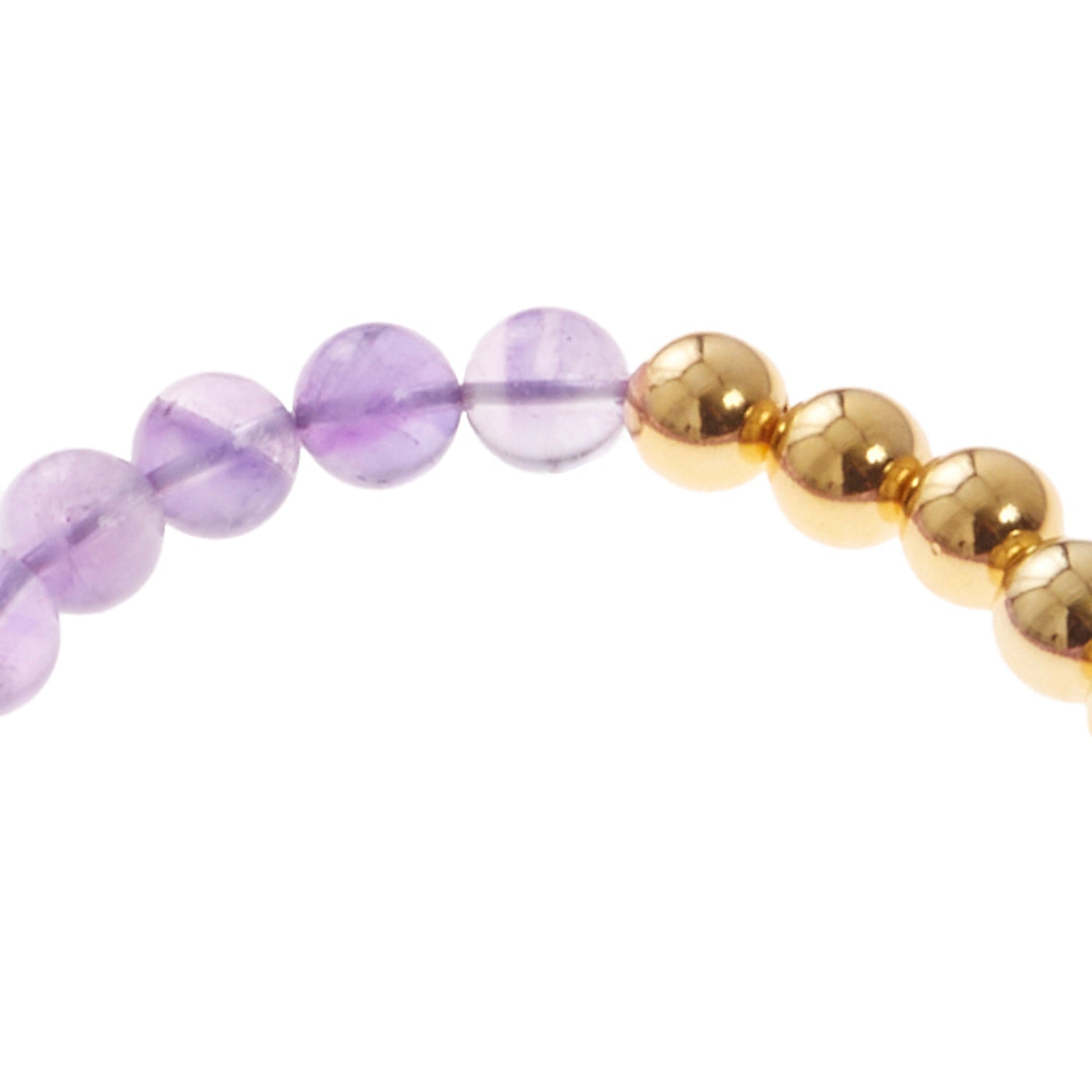 light purple stone bracelet with gold beads