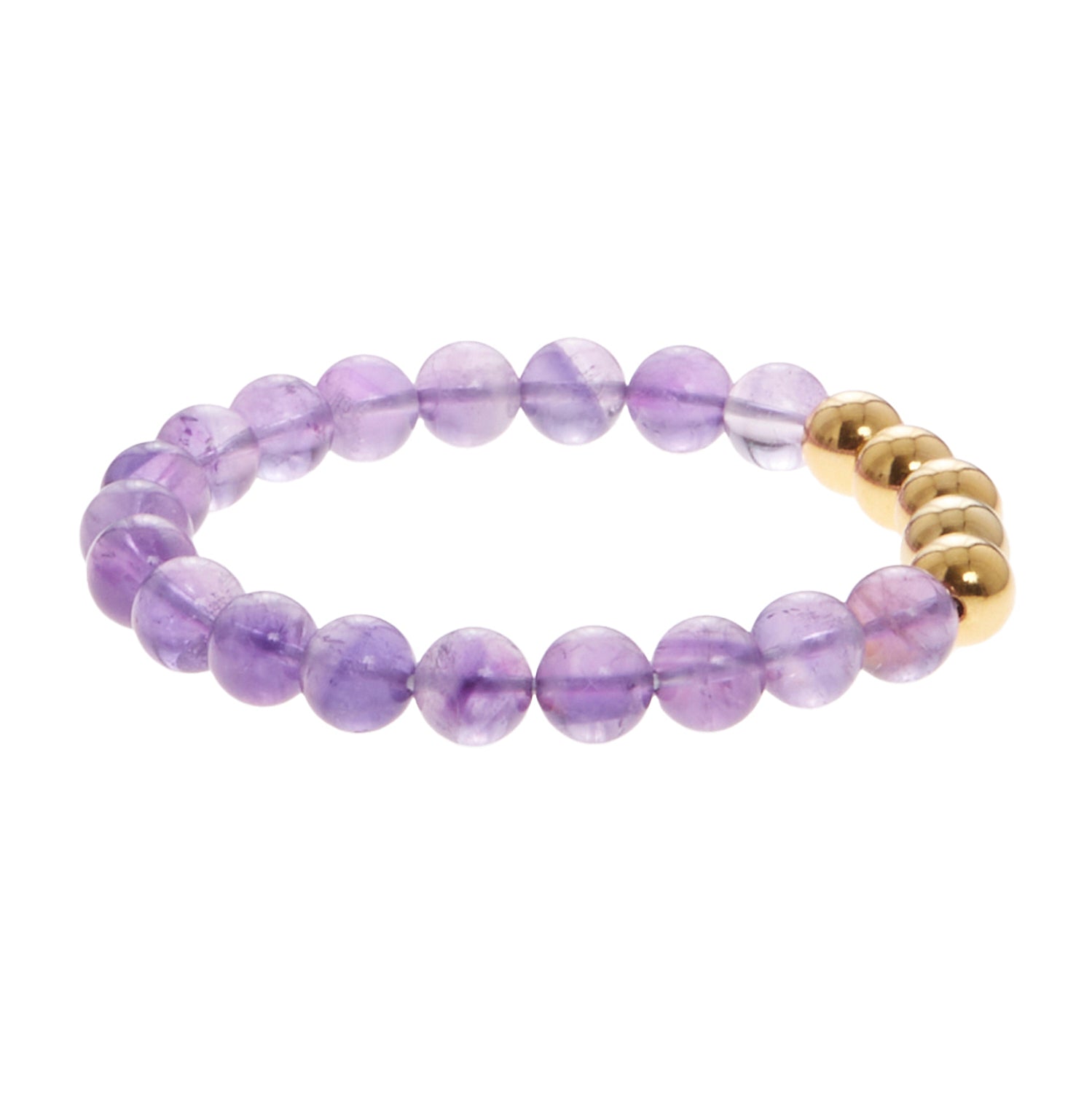 light purple stone bracelet with gold beads
