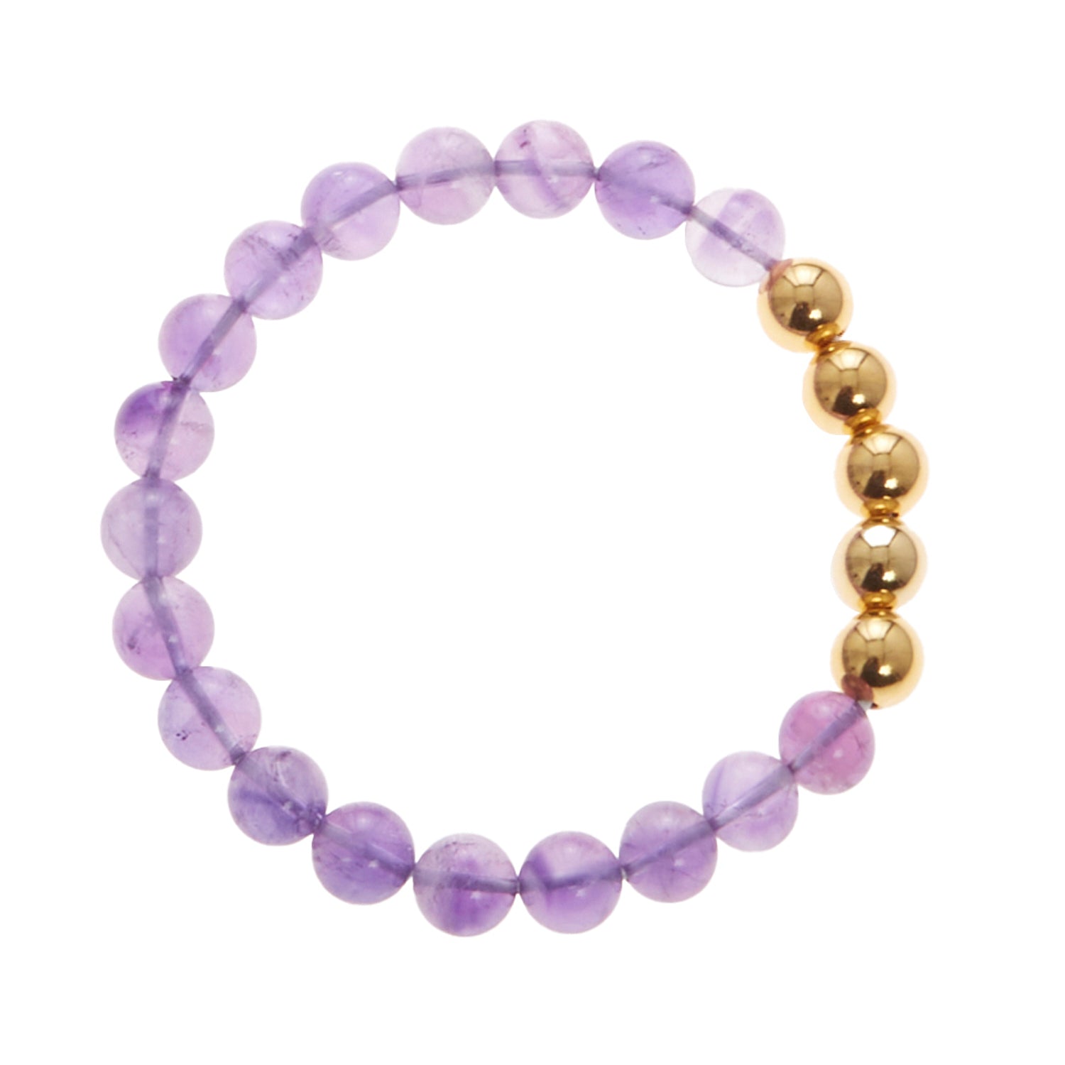 light purple stone bracelet with gold beads