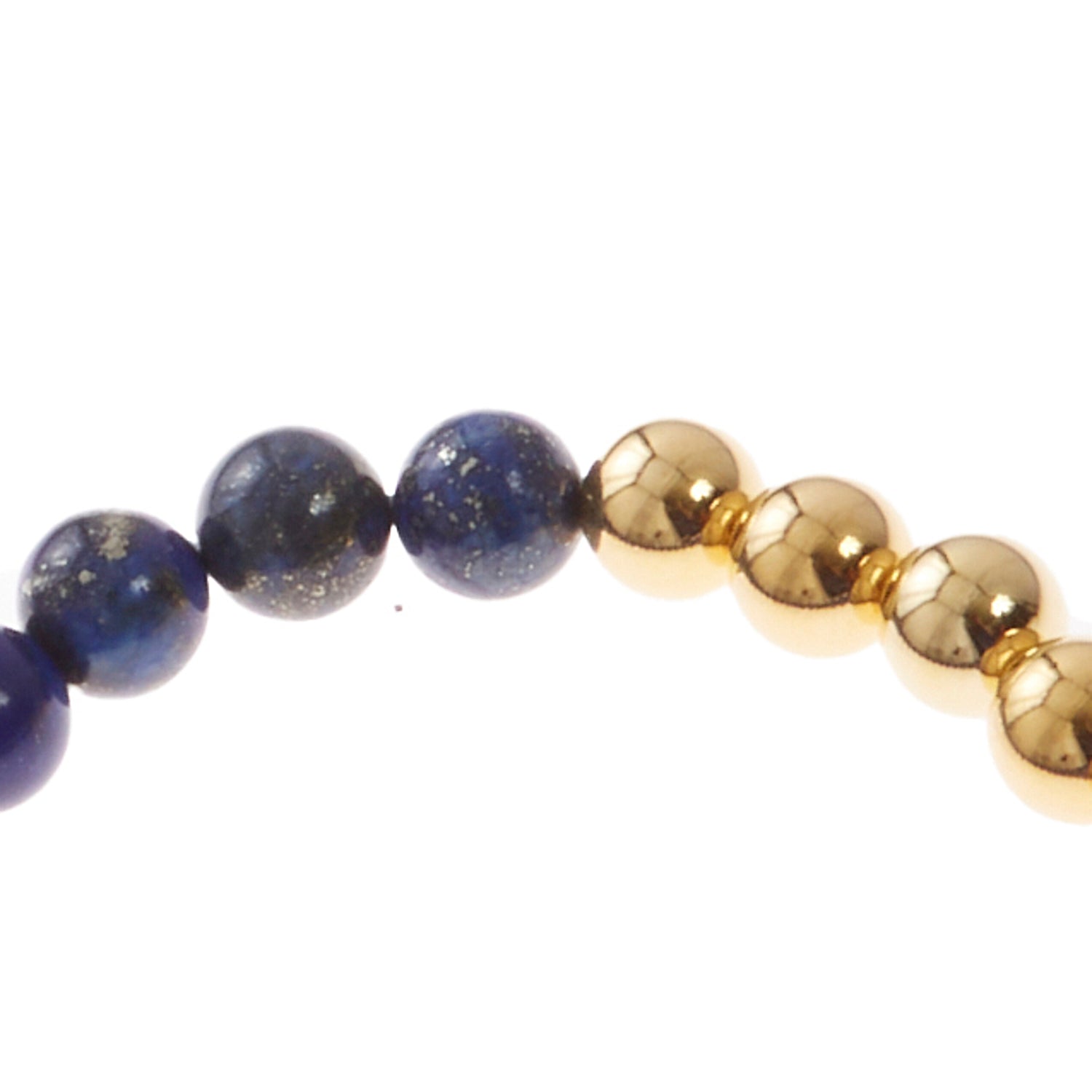 midnight blue stone bracelet with gold beads