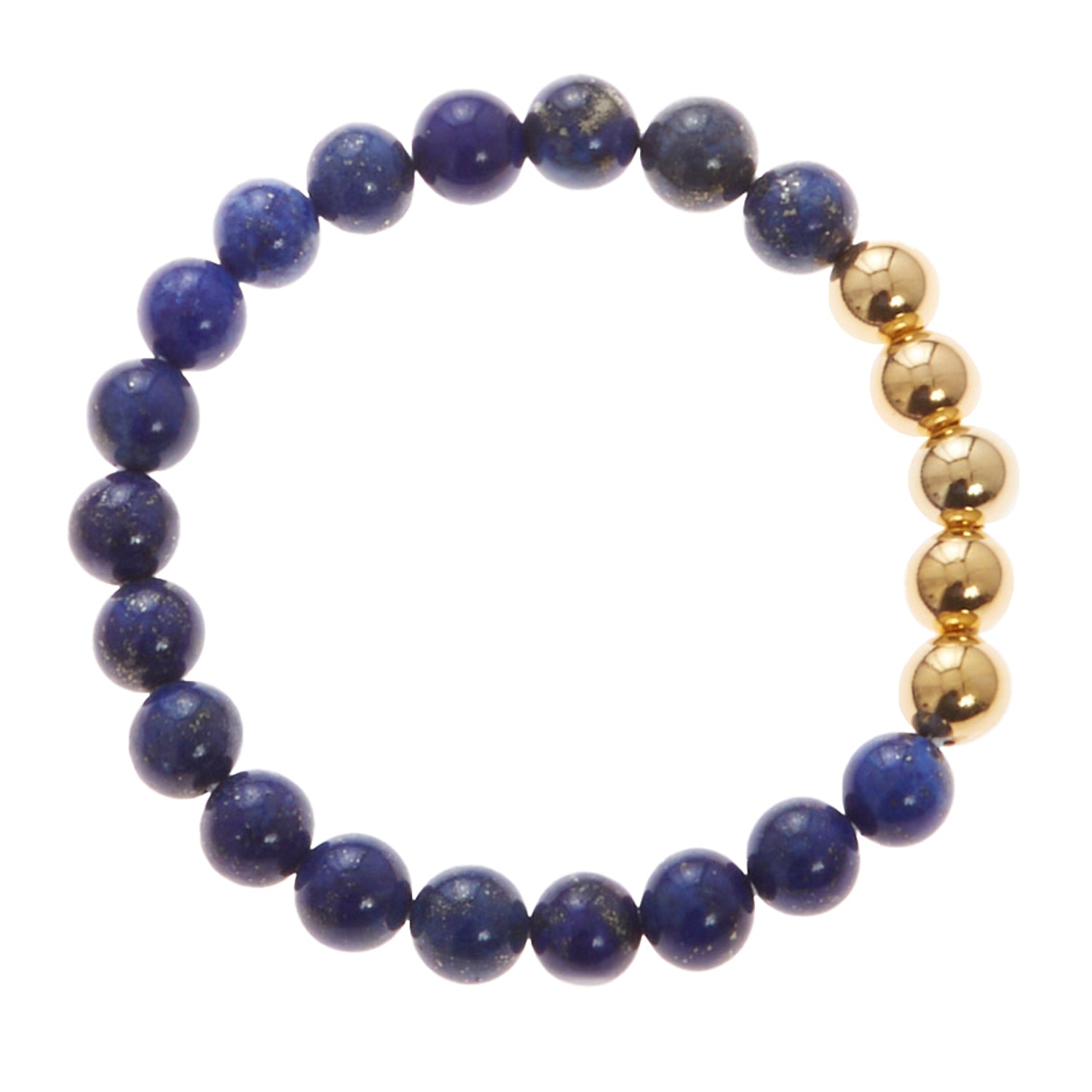 midnight blue stone bracelet with gold beads