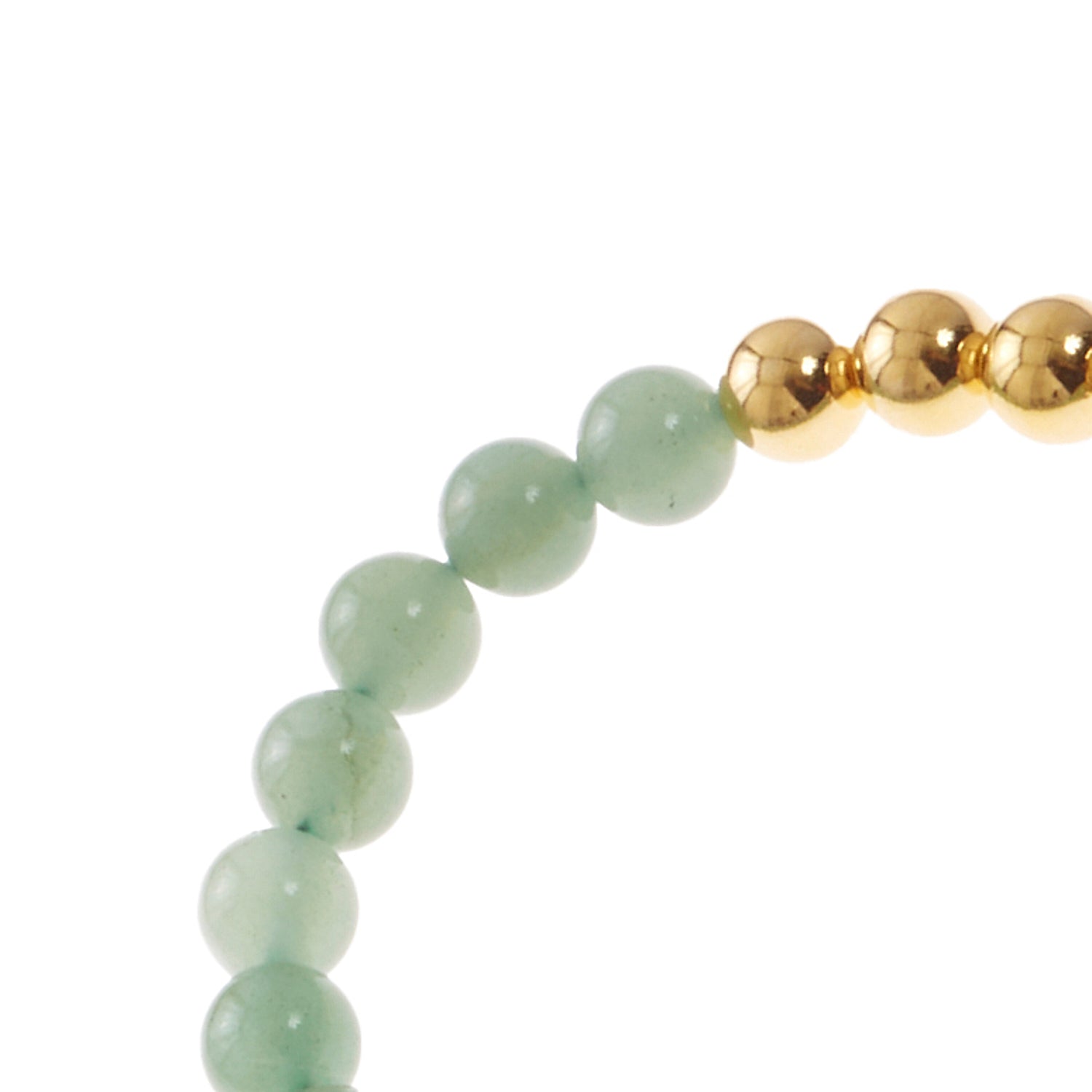 mint green stone bracelet with gold beads