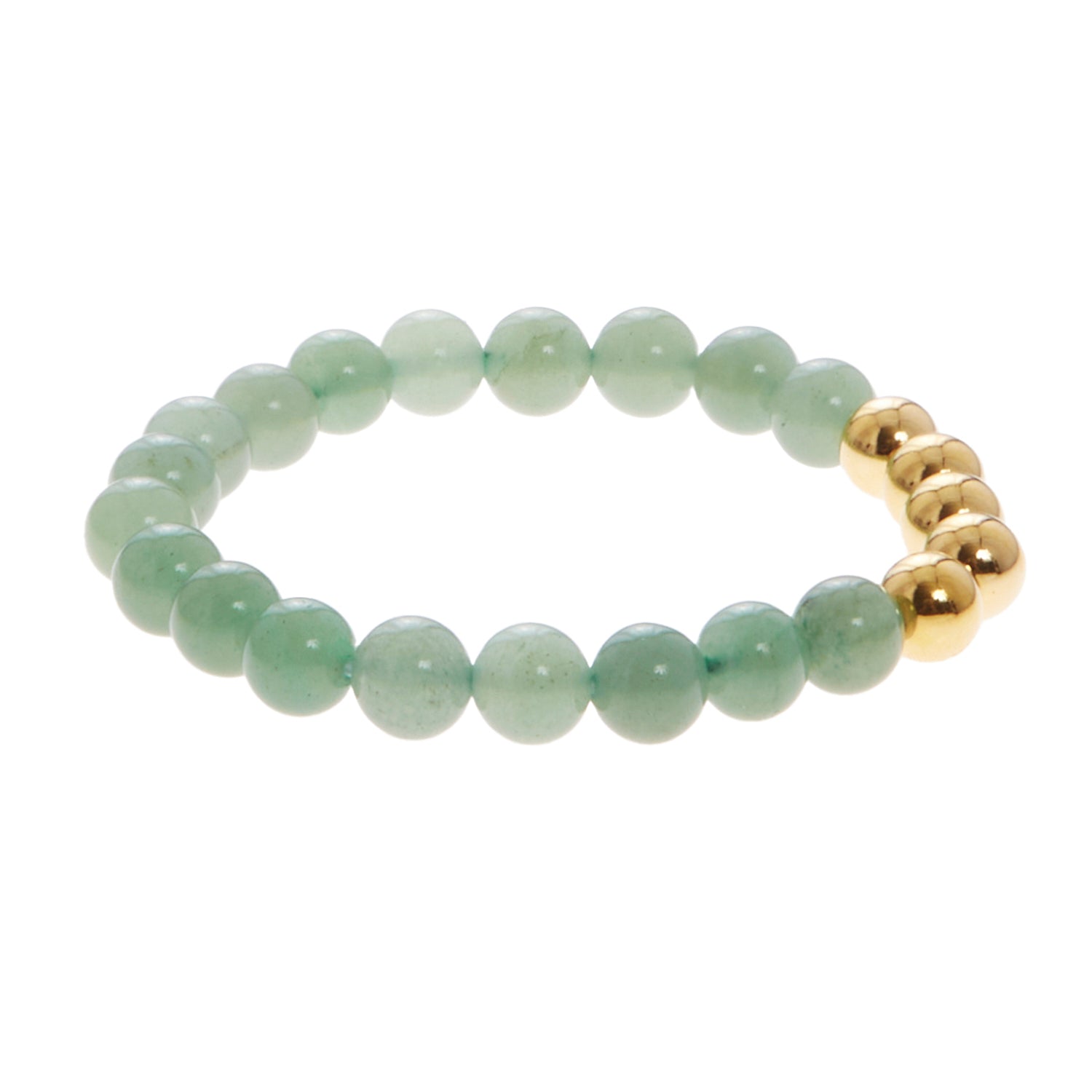 mint green stone bracelet with gold beads