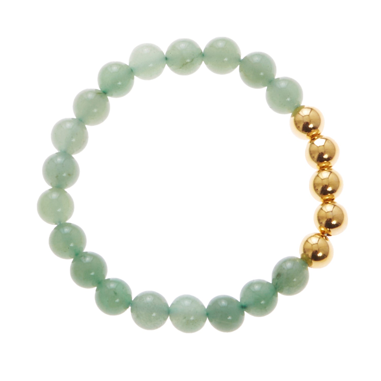 mint green stone bracelet with gold beads