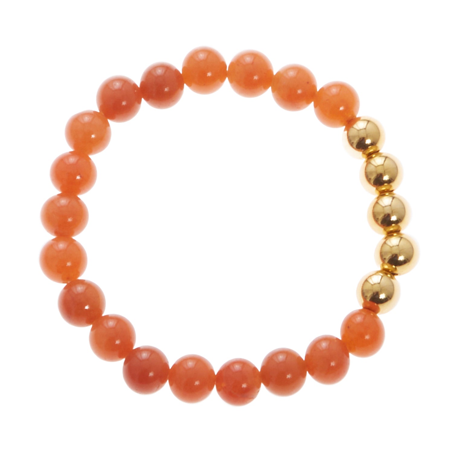 tiger orange stone bracelet with gold beads