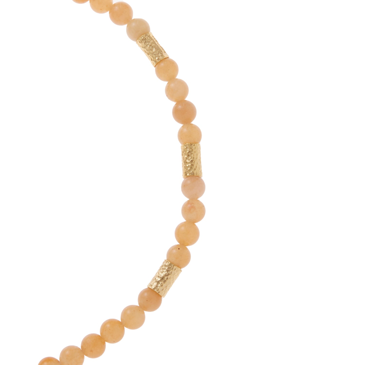 apricot orange stone necklace with gold beads