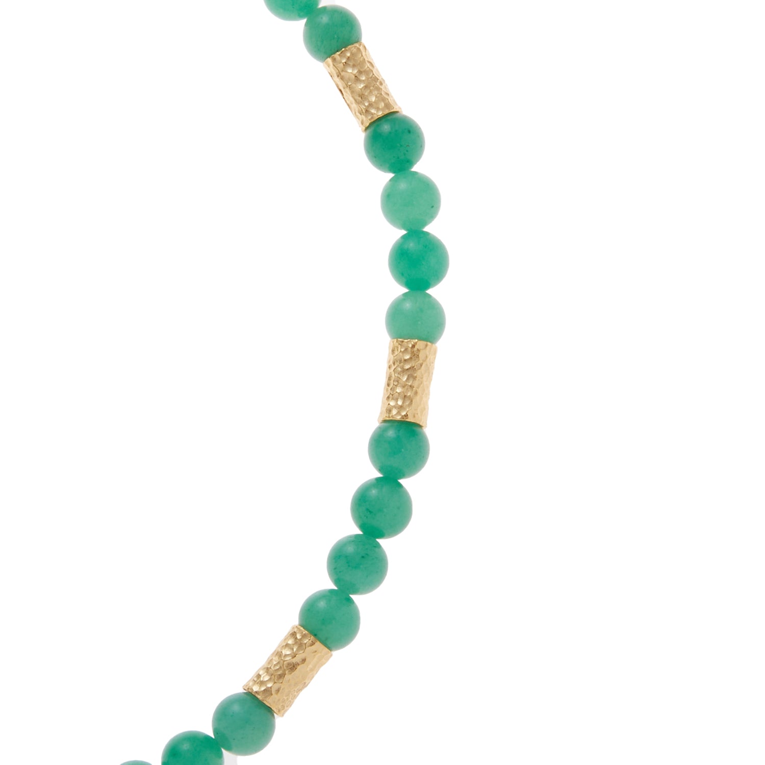 jungle green stone necklace with gold beads