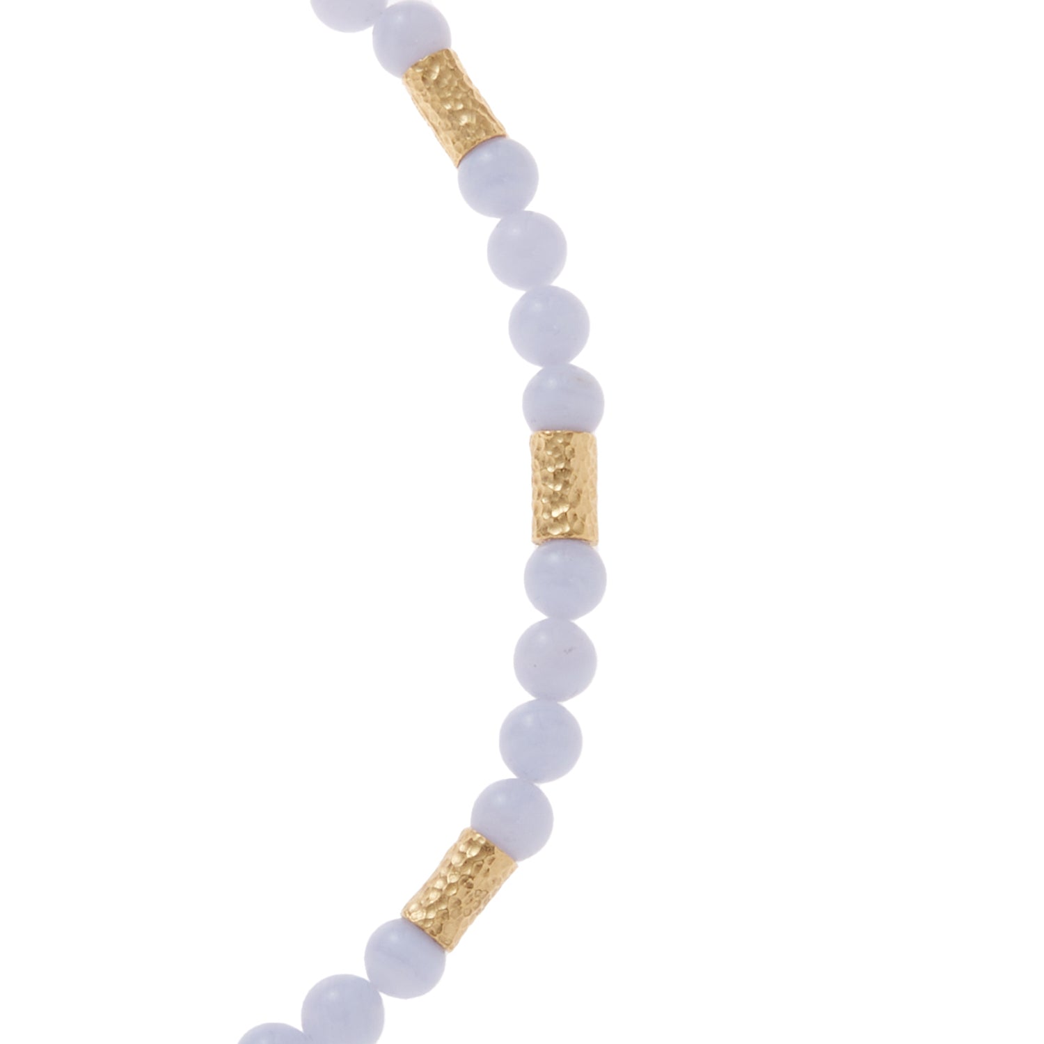 light purple stone necklace with gold beads