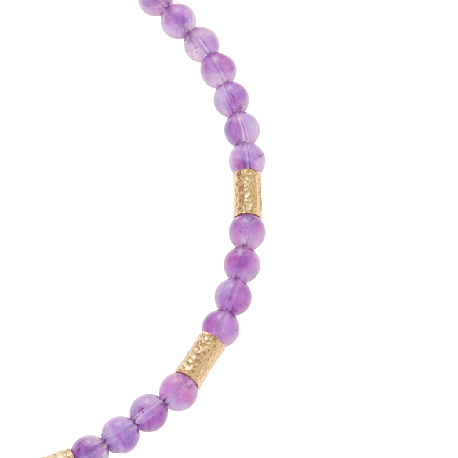 purple stone necklace with gold beads