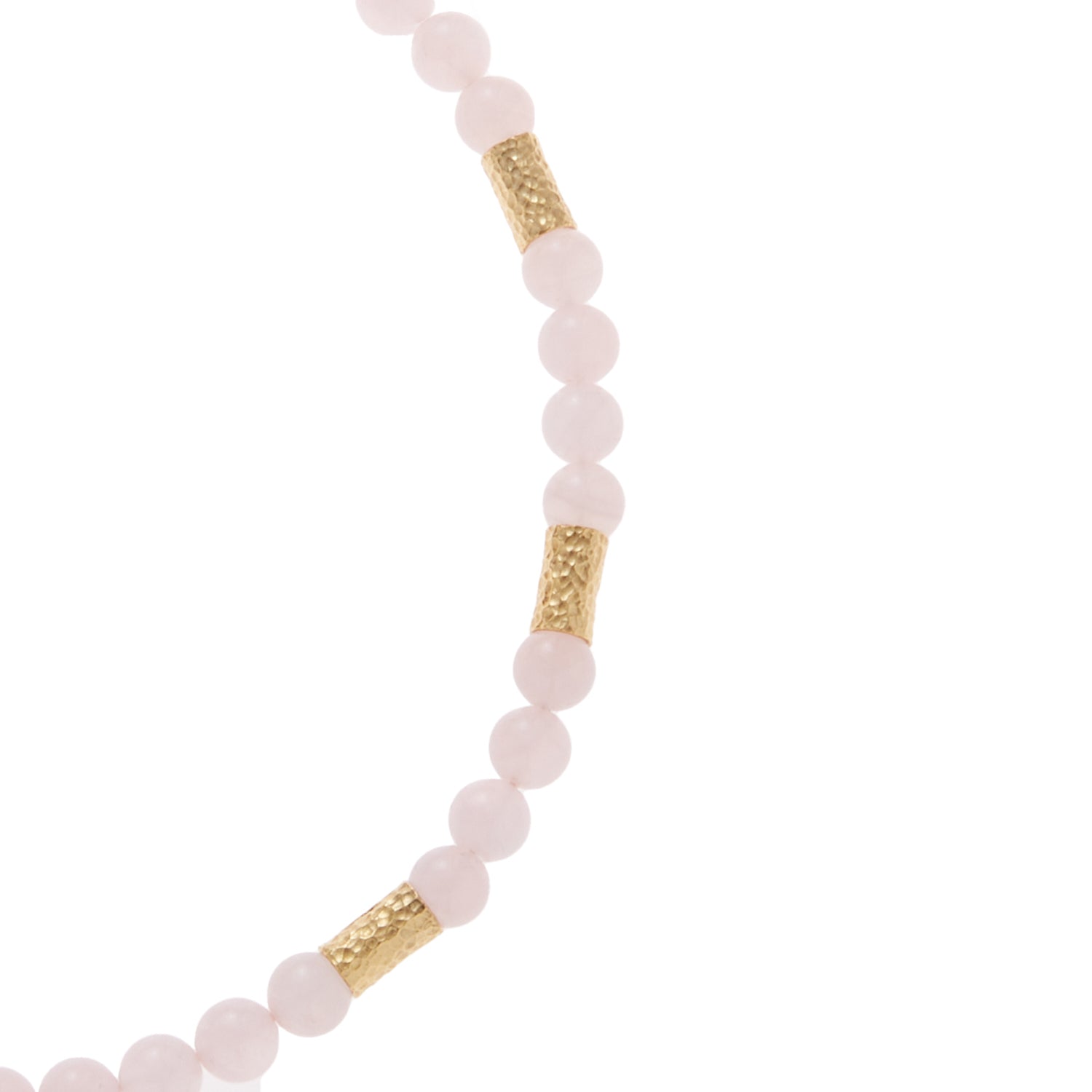 pastel pink stone necklace with gold beads