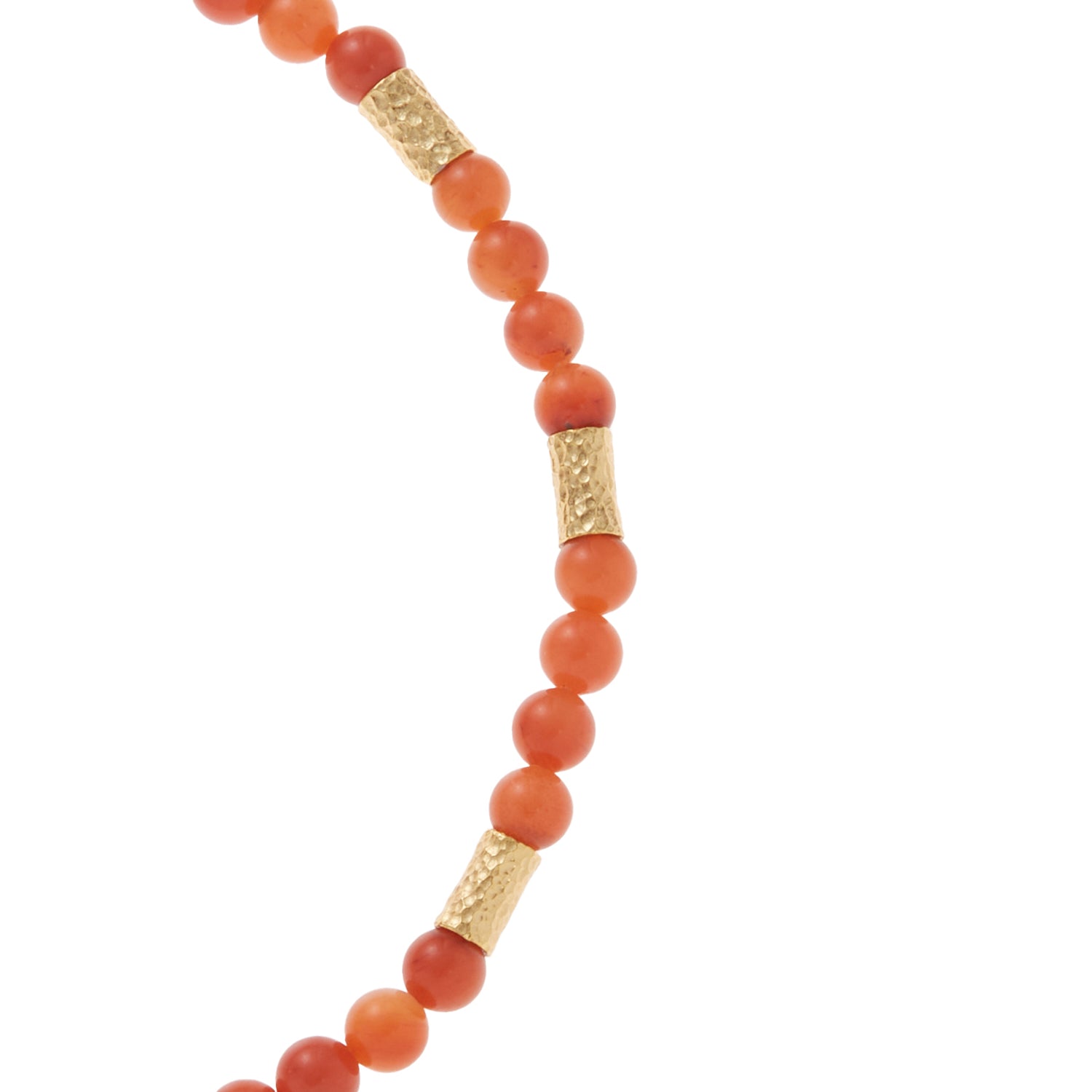 tiger orange stone necklace with gold beads
