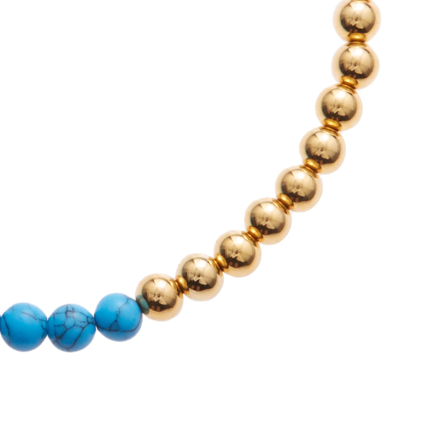 cyan blue marble stone necklace with gold beads