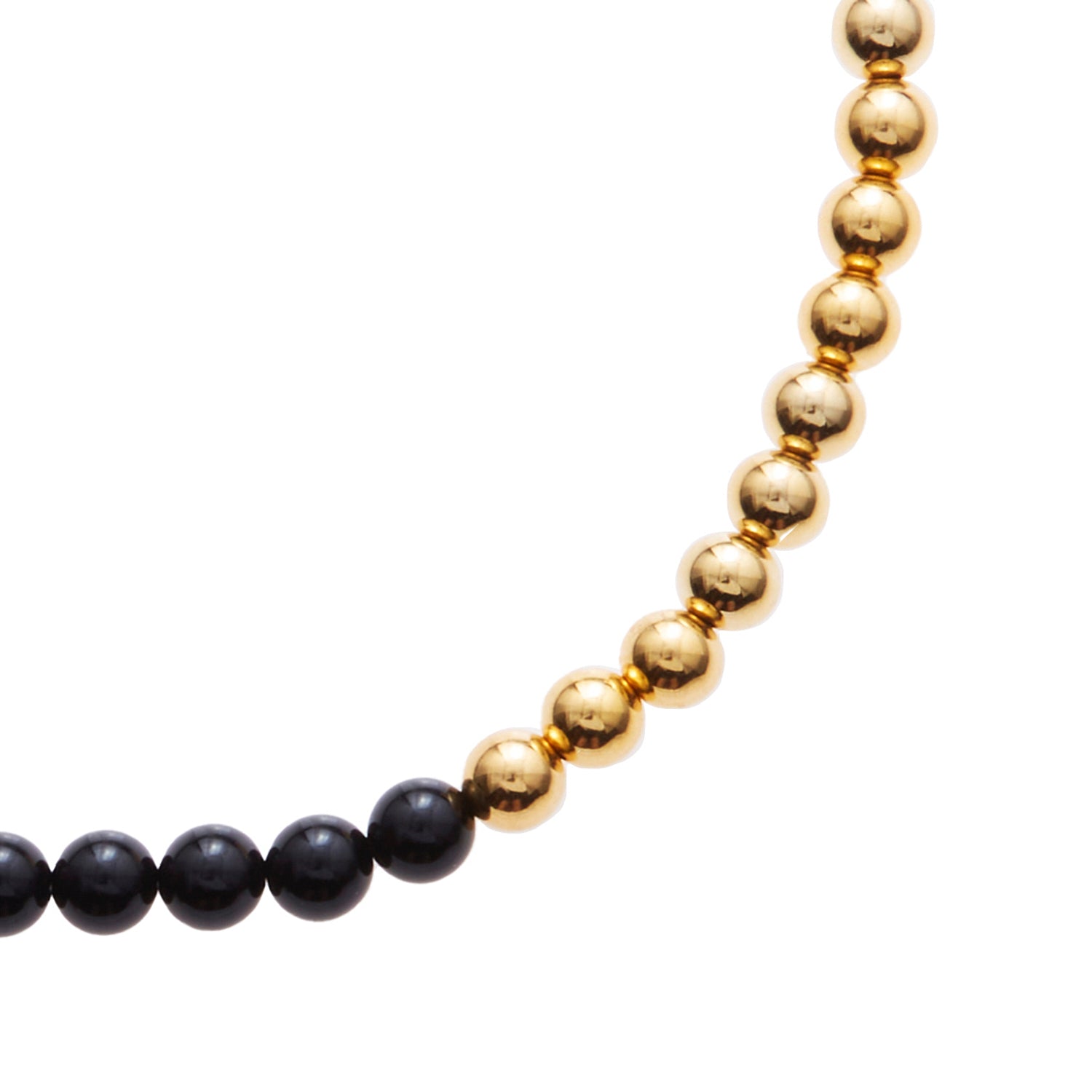 black stone necklace with gold beads