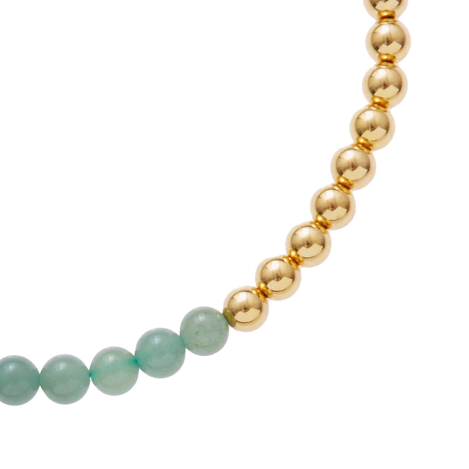 mint green stone necklace with gold beads