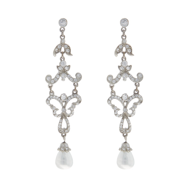 Alma Silver Crystal - Pearl Earrings for Women | Ben-Amun Jewelry