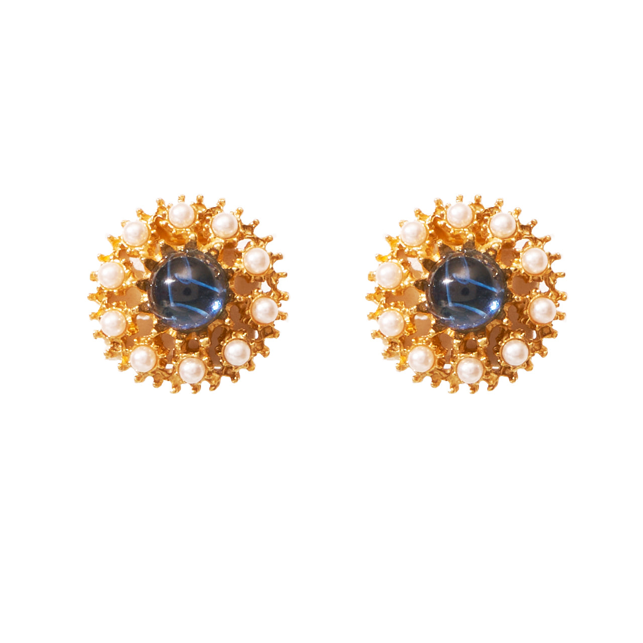 gold hypoallergenic clip on earrings with majorca glass pearls and czech glass stones